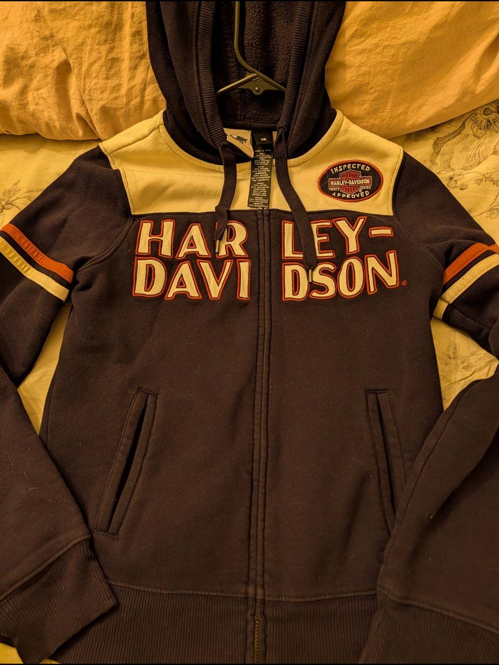 Harley-Davidson Black, Cream & Orange Zip Hoodie